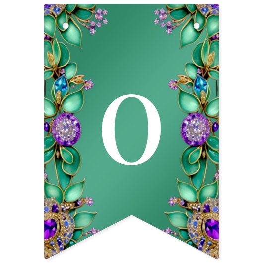 Groen blad Paarse edelstenen Bunting Flag Vlaggetjes (Tweede vlag)