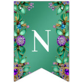 Groen blad Paarse edelstenen Bunting Flag Vlaggetjes (Derde vlag)