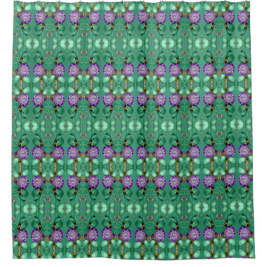Groen blad Paarse edelstenen douchegordijn (Voorkant)