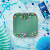 Groen blad Paarse edelstenen papier Bord (Feest)