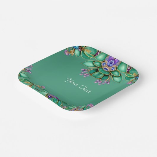 Groen blad Paarse edelstenen papier Bord (Gebogen)