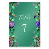 Groen blad Paarse edelstenen tafelnummer (Achterkant)