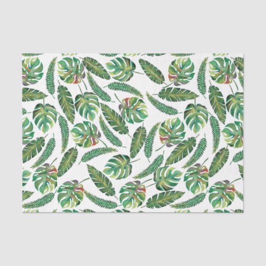 Groen Blad Patroon 5 Palmbladeren Tissuepapier (Voorkant)