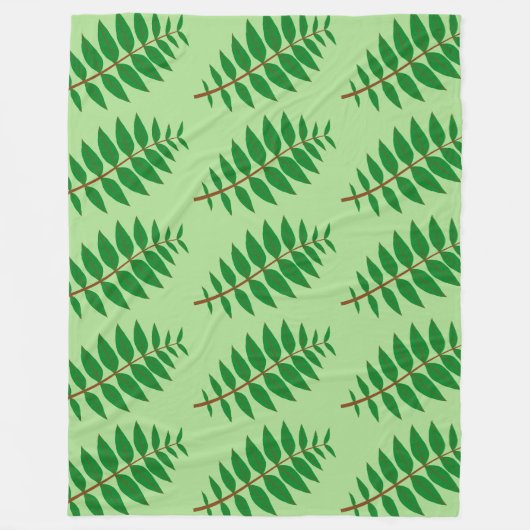 Groen Blad Patroon Fleece Deken (Voorkant)