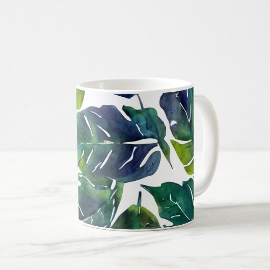 Groen blad Philodendron gebladerte Botanisch Koffiemok (Voorkant rechts)