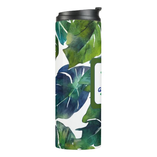 Groen blad Philodendron gebladerte Botanisch Thermosbeker (Gedraaid links)