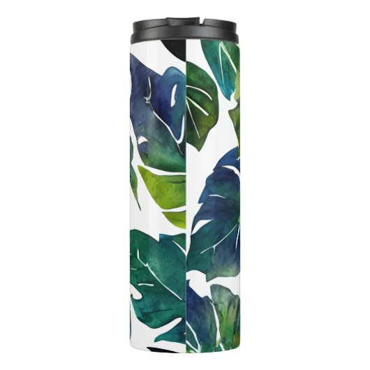 Groen blad Philodendron gebladerte Botanisch Thermosbeker (Achterkant)