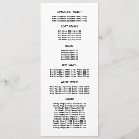 Groen Blad, Restaurant Slimline Menu (Achterkant)