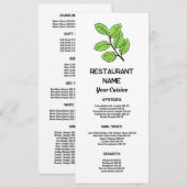 Groen Blad, Restaurant Slimline Menu (Voorkant / Achterkant)