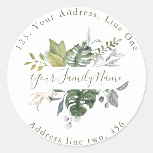  groen blad Retouradres Envelop Afdichting Ronde Sticker (Voorkant)