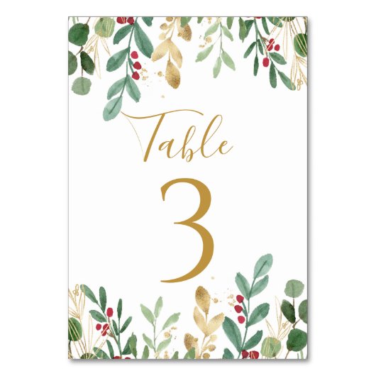 Groen Blad Rood Bes Kerst Bruiloft Kaart (Voorkant)