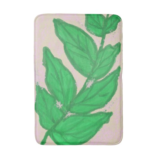 Groen Blad Roze Beige Badmat (Voorkant Verticaal)