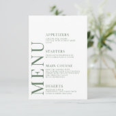 Groen blad rustieke botanische bruiloft menukaarte informatiekaartje (Staand voorkant)