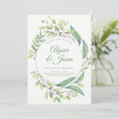Groen blad | Save the Date met foto en namen (Staand voorkant)