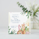 Groen blad Schattige Safari Dieren Thema Baby show (Staand voorkant)