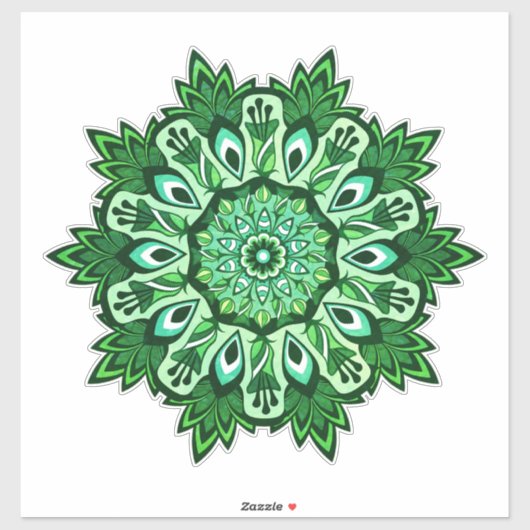 Groen Blad Tropische Boho Mandala Sticker (Vel)