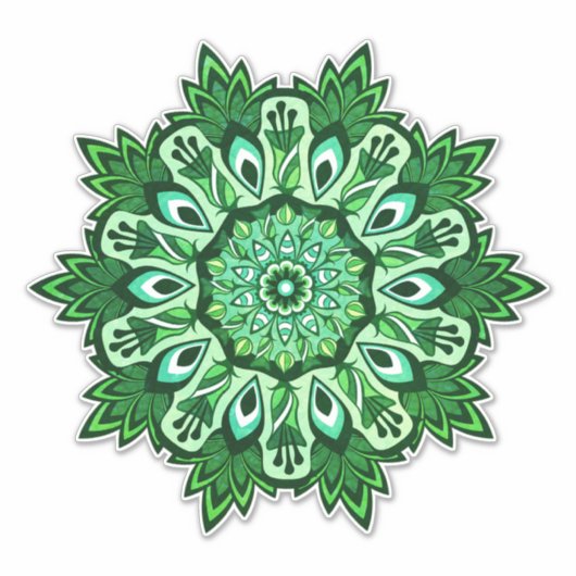 Groen Blad Tropische Boho Mandala Sticker (Voorkant)