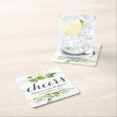 Groen Blad Trouwpapier Onderzetters, Rustiek groen Kartonnen Onderzetters (Insitu)