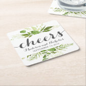 Groen Blad Trouwpapier Onderzetters, Rustiek groen Kartonnen Onderzetters (Schuin)