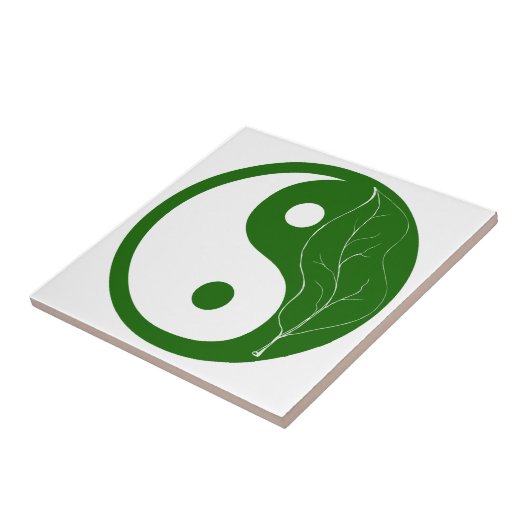Groen blad van de Natuur Yin Yang Tegel Tegeltje (Zijkant)