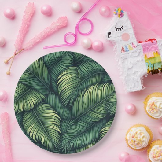 Groen blad vierkant partij bord (Feest)