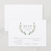 Groen Blad Waterverf | Rustieke RSVP Kaartje (Voorkant / Achterkant)