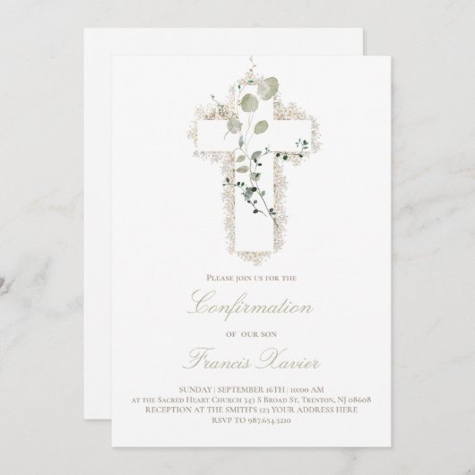 groen blad wit kruis Bevestiging Kaart (Voorkant / Achterkant)