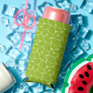 Groen blad wit seltzer blikjeskoeler