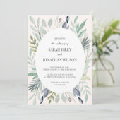 Groen Bladblad Bruiloft uitnodiging (Staand voorkant)