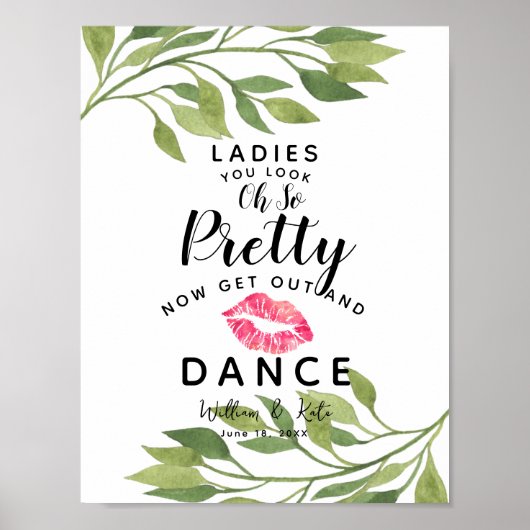 groen bladblad Dames met het bruiloft BATHROOM Poster (Voorkant)