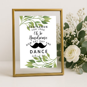 groen bladblad GENTLEMEN BATHROOM bruiloft Poster