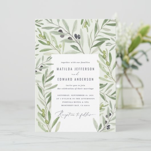 Groen bladblad van de olijventak van de moderne wa aankondiging (Staand voorkant)