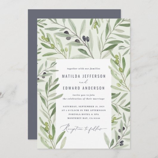 Groen bladblad van de olijventak van de moderne wa aankondiging (Voorkant / Achterkant)