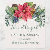 Groen Bladerdak Poinsettia bruiloft Wijn Etiket (Enkel label)