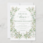 Groen bladeren bloemenbruids douche uitnodiging (Voorkant)