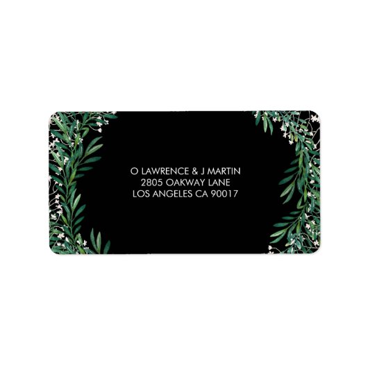Groen Bladeren & Florets Zwart Etiket (Voorkant)