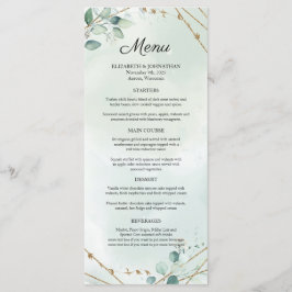 groen bladeren gouden geometrische Lijst bruiloft Menu