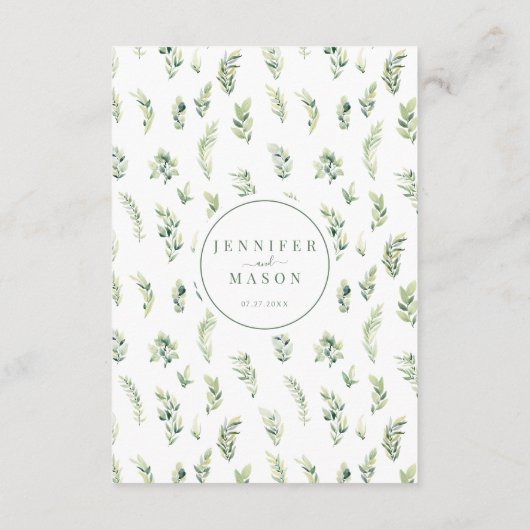 Groen bladeren krans boho bruiloft details Kaart (Achterkant)