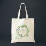 groen bladeren krans Waterverf bruidsmeisje Tote Bag<br><div class="desc">Deze canvas tas is voorzien van een waterverf groene krans ontwerp. Je kunt het personaliseren met een naam en initialen. Bezoek de pagina collectie in onze winkel voor meer producten met dit ontwerp dat u aan uw behoeften kunt aanpassen.</div>