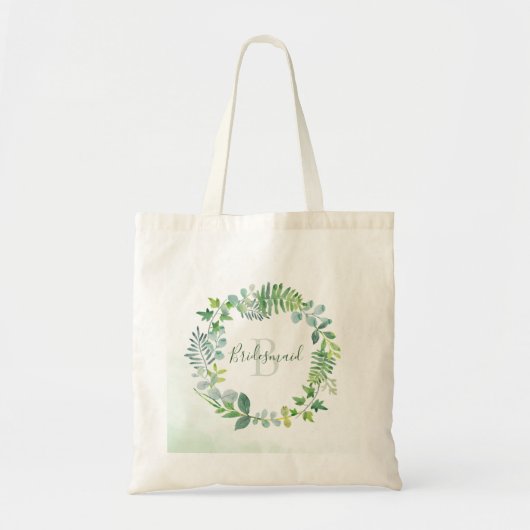 groen bladeren krans Waterverf bruidsmeisje Tote Bag (Voorkant)