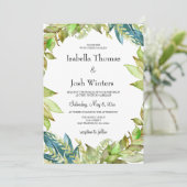 groen bladeren Lijst bruiloft Kaart (Staand voorkant)