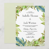 groen bladeren Lijst bruiloft Kaart (Voorkant / Achterkant)