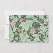 Groen Bladeren Rode Anjers Gouden Ovaal Botanisch RSVP Kaartje (Achterkant)