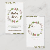 Groen Bladeren Roze Bloem Display Douche Informatiekaartje (Voorkant / Achterkant)