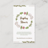 Groen Bladeren Roze Bloem Display Douche Informatiekaartje (Voorkant)