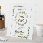 Groen Bladeren Roze Bloem Vrijgezellenfeest Reclamebord Met Voetstuk (Insitu)