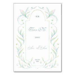 Groen Bladeren Trouwtafel Nummer Kaart