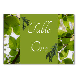 Groen Bladeren Trouwtafel Nummers Horizontaal Kaart