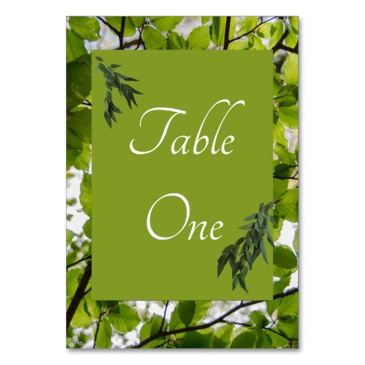 Groen bladeren Trouwtafel nummers Kaart (Achterkant)
