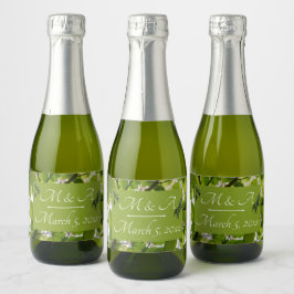 Groen Bladeren Trouwwijn Fles Label Sparkling Wijnetiket